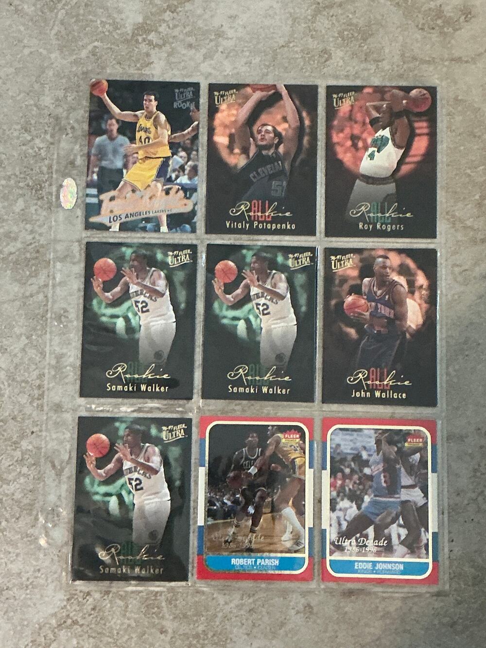 9 fleer ultra basketball card lot with sleeve